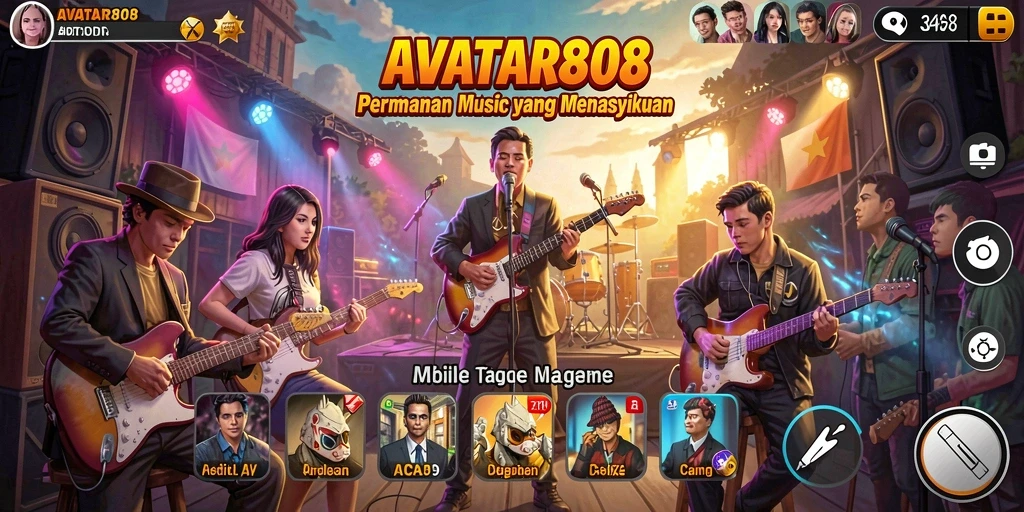Tampilan gameplay <strong>AVATAR808</strong> yang interaktif dan penuh warna.