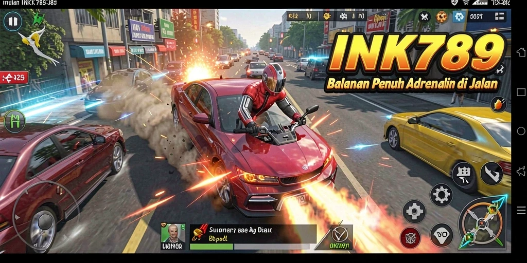 Tampilan menarik dari gameplay Racing INK789 dengan mobil balap dan trek yang mendebarkan.