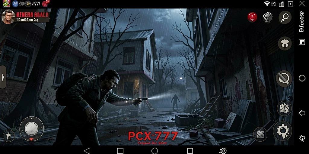 Visual menakutkan dari gameplay PCX777 yang penuh kegelapan.