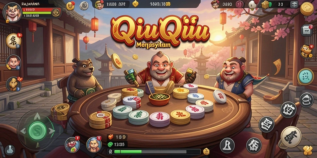 Tampilan seru dari gameplay QiuQiu di RAJAPANEN.