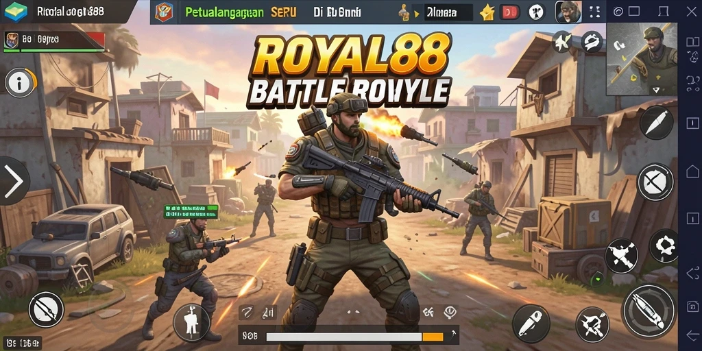Tampilan gameplay seru di ROYAL88 saat bertempur dalam arena.