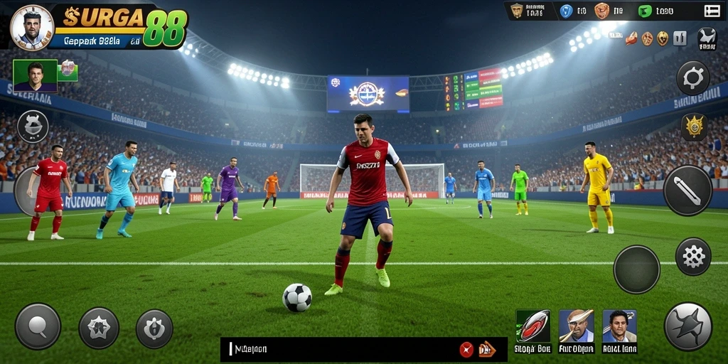 Tampilan gameplay SURGA88 yang menakjubkan dalam aksi sepak bola.