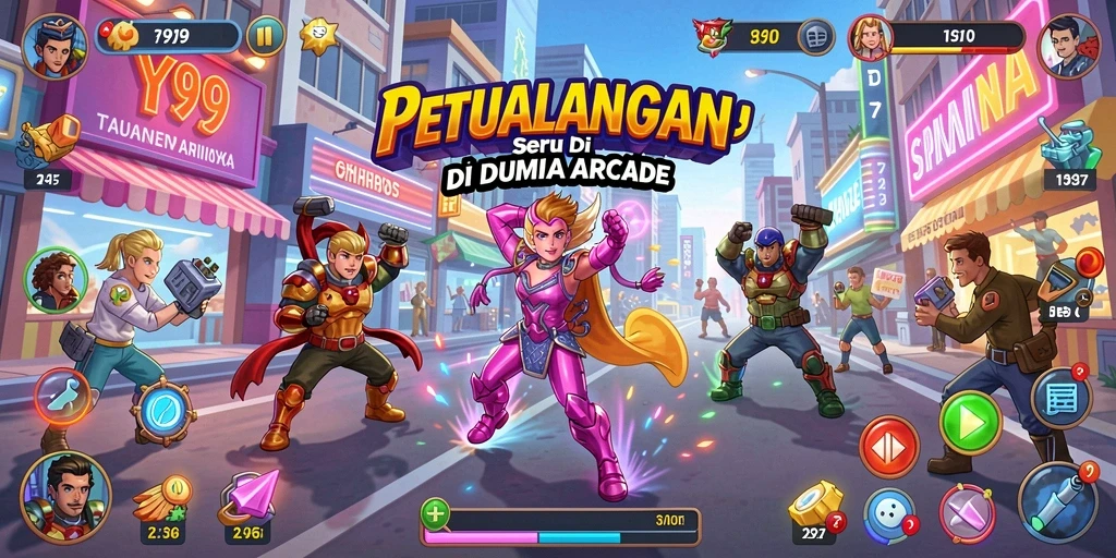 Screenshot aksi seru dalam game arcade Y89 dengan grafis menarik.